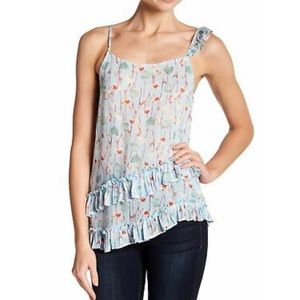 Nordstrom Ro & De Asymmetric Ruffled Cami blue Blue Floral